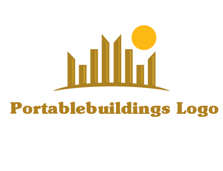 abstract skyline with sun logo