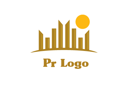 abstract skyline with sun logo