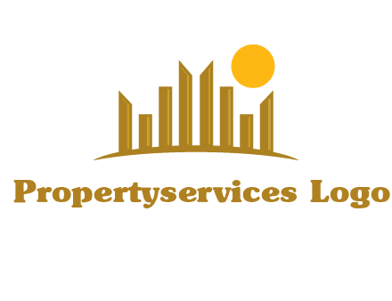 abstract skyline with sun logo