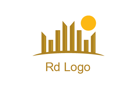 abstract skyline with sun logo