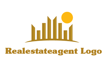abstract skyline with sun logo