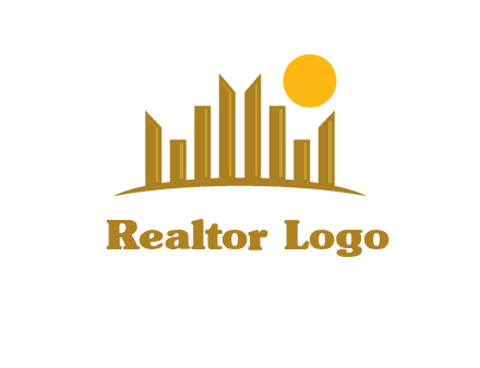 abstract skyline with sun logo