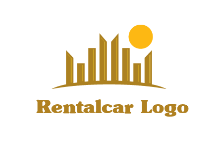 abstract skyline with sun logo