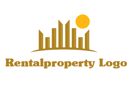 abstract skyline with sun logo