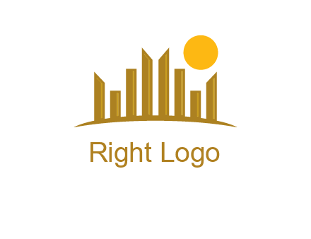 abstract skyline with sun logo