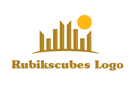 abstract skyline with sun logo