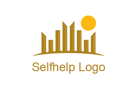 abstract skyline with sun logo