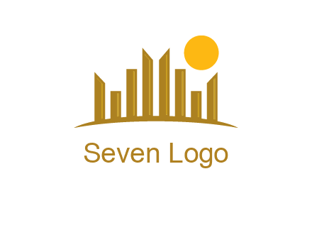abstract skyline with sun logo