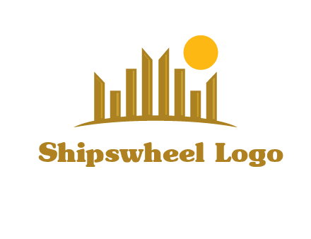 abstract skyline with sun logo