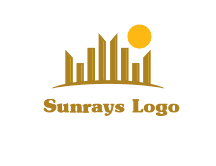abstract skyline with sun logo