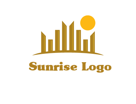 abstract skyline with sun logo