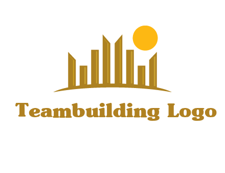 abstract skyline with sun logo