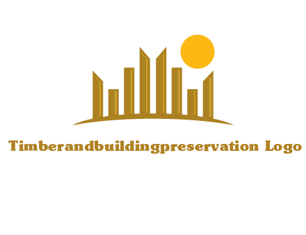 abstract skyline with sun logo