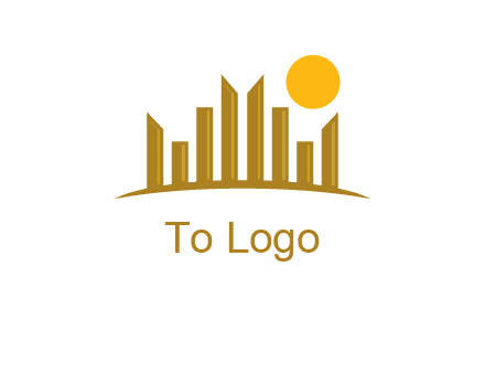 abstract skyline with sun logo