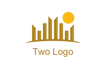 abstract skyline with sun logo