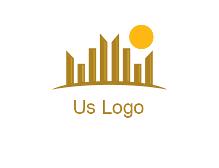 abstract skyline with sun logo