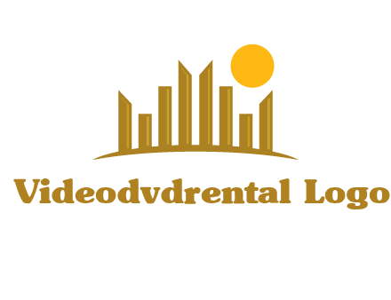 abstract skyline with sun logo