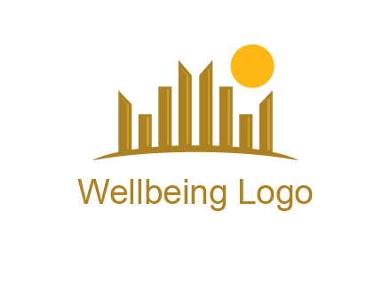abstract skyline with sun logo