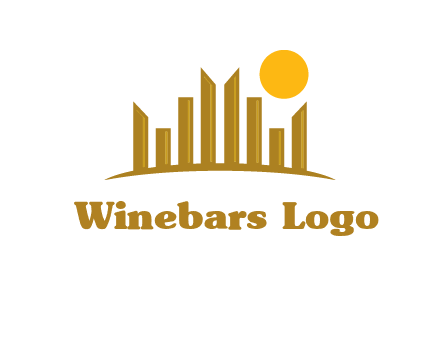 abstract skyline with sun logo