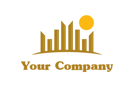 abstract skyline with sun logo