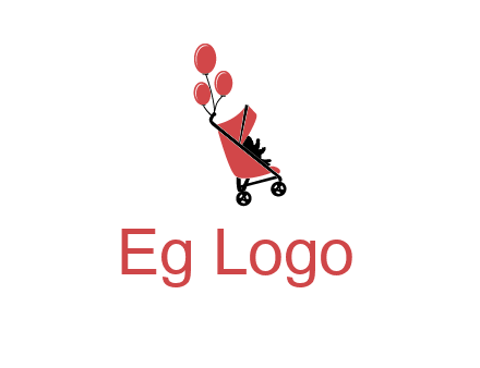 baby carriage with balloons