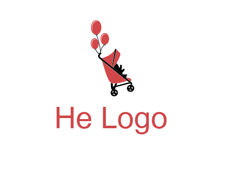 baby carriage with balloons