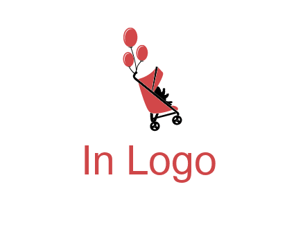 baby carriage with balloons