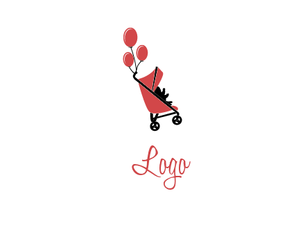 baby carriage with balloons