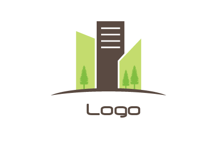 buildings with trees logo