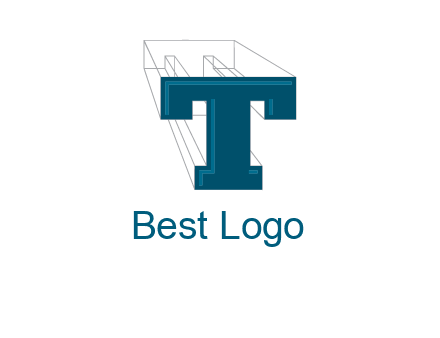 3D letter T construction logo