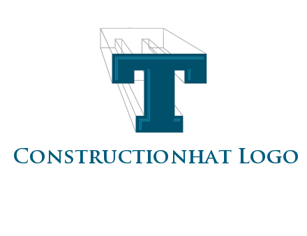 3D letter T construction logo
