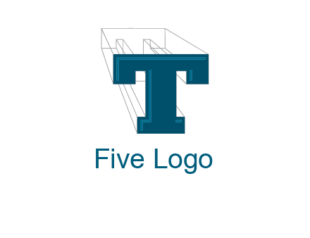 3D letter T construction logo