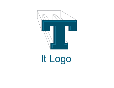 3D letter T construction logo