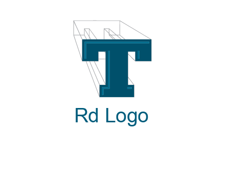 3D letter T construction logo