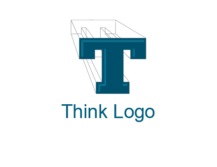 3D letter T construction logo