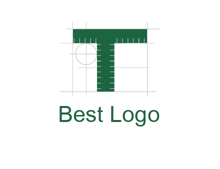 letter T as ruler construction logo