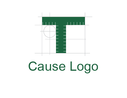 letter T as ruler construction logo