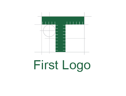 letter T as ruler construction logo