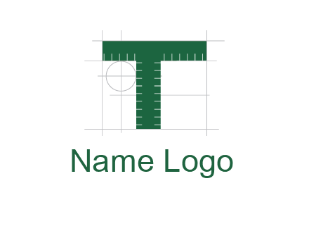 letter T as ruler construction logo