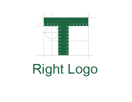 letter T as ruler construction logo