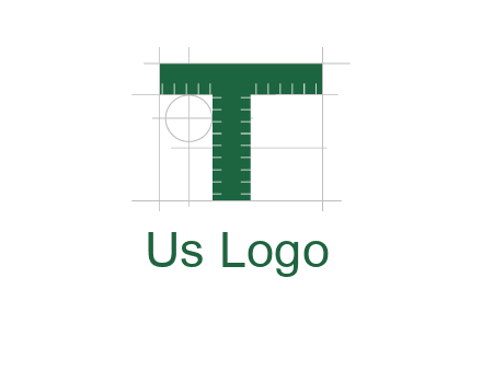 letter T as ruler construction logo