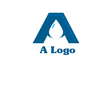 Letter A with a water drop in center Logo