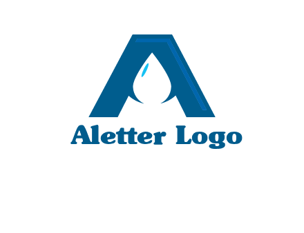 Letter A with a water drop in center Logo
