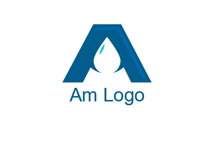 Letter A with a water drop in center Logo