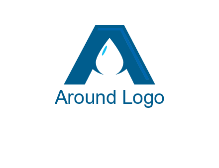 Letter A with a water drop in center Logo