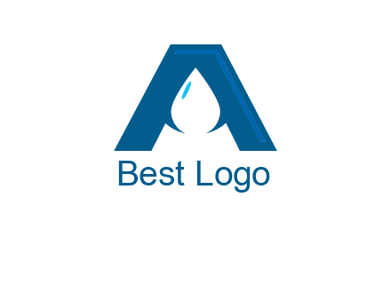 Letter A with a water drop in center Logo
