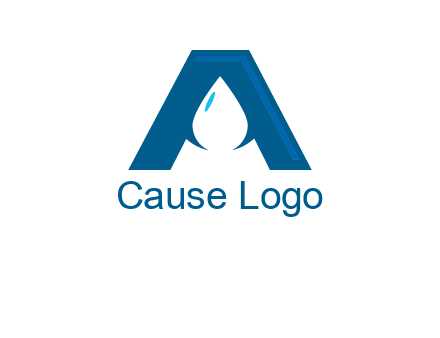 Letter A with a water drop in center Logo