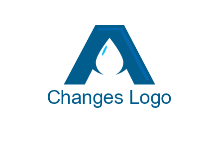 Letter A with a water drop in center Logo