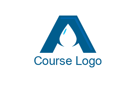 Letter A with a water drop in center Logo