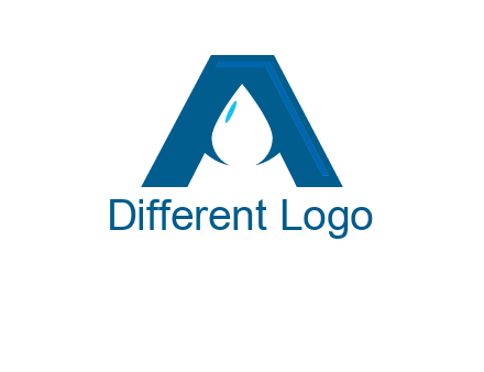 Letter A with a water drop in center Logo